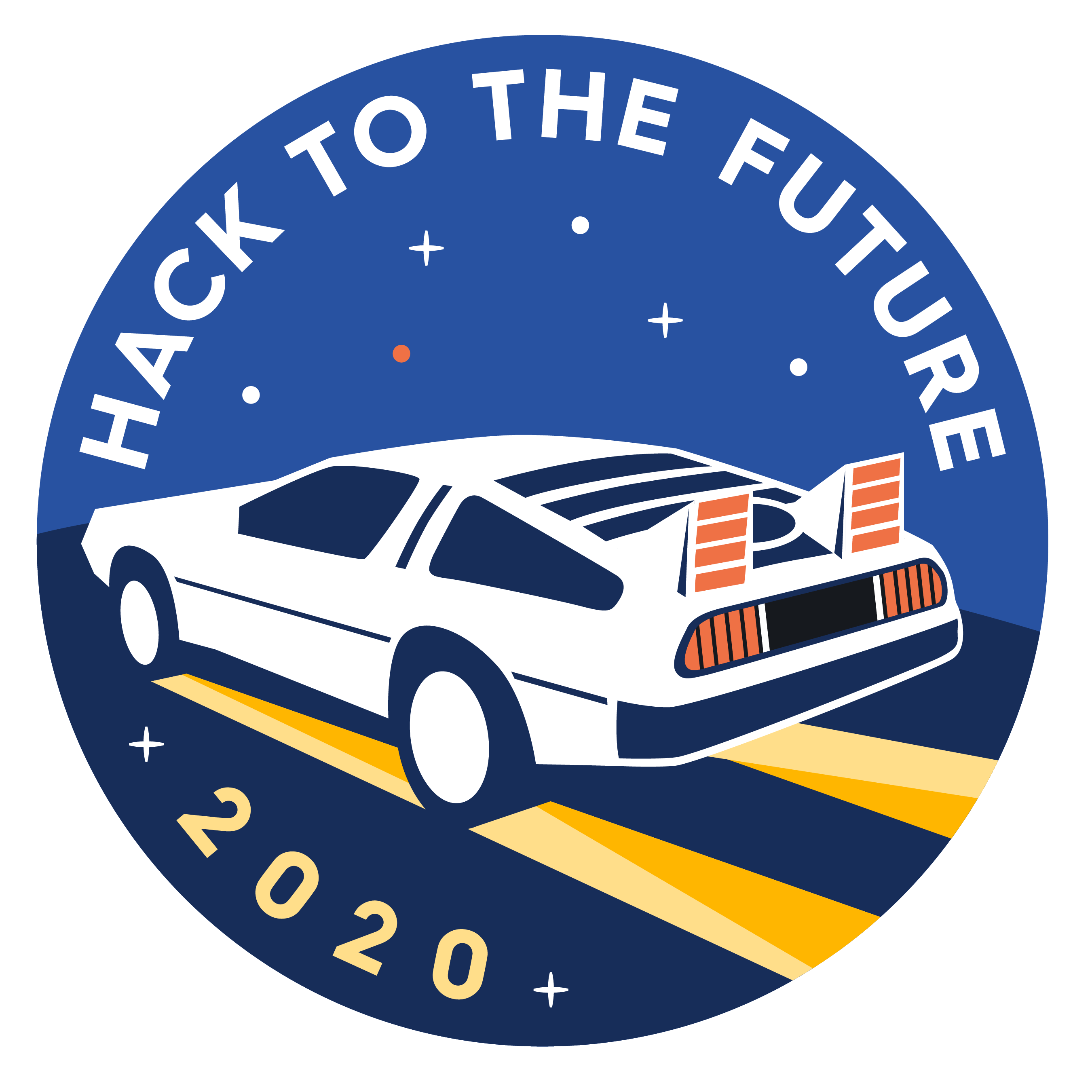 A 2020 embroidered patch with a Back to the Future Theme