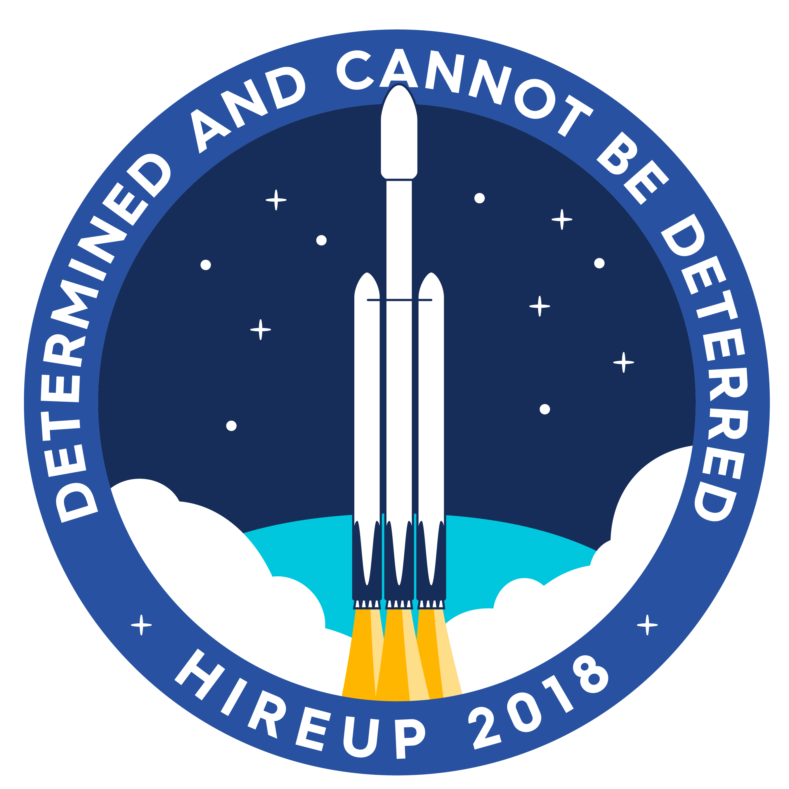 A 2018 embroidered patch with a SpaceX Falcon Heavy launching